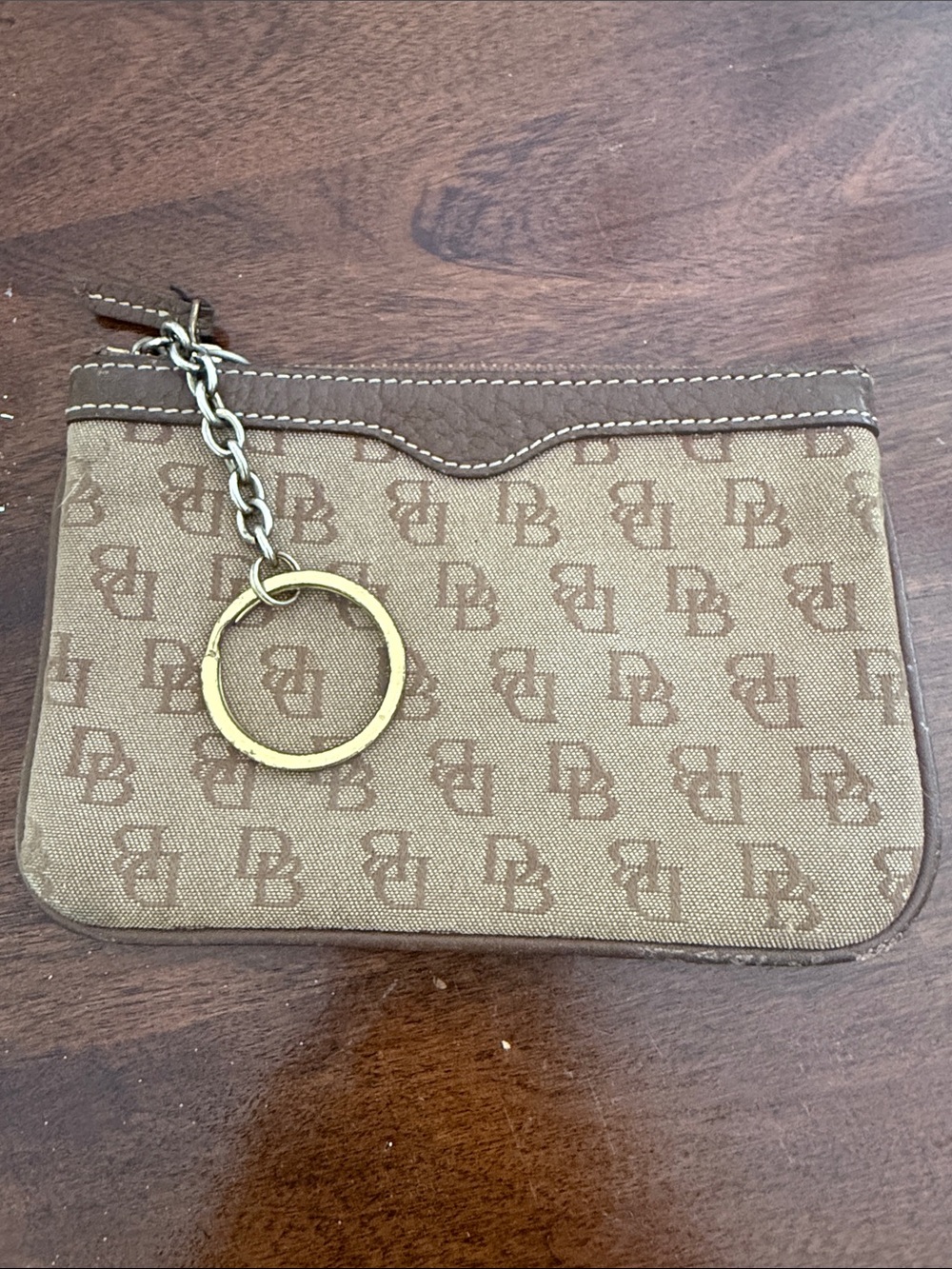 Dooney & Bourke Brown Monogram Wristlet Key Pouch